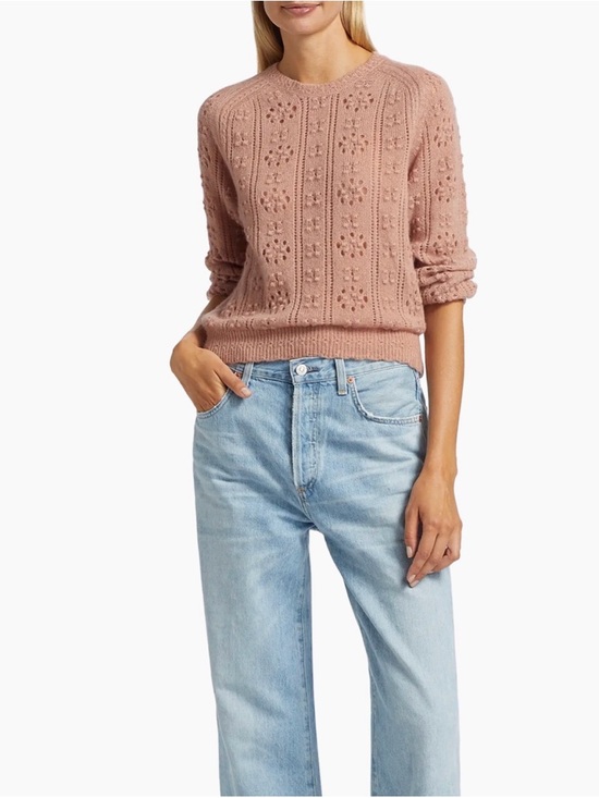 Dôen Emiliana Sweater Pointelle Knit—Clay